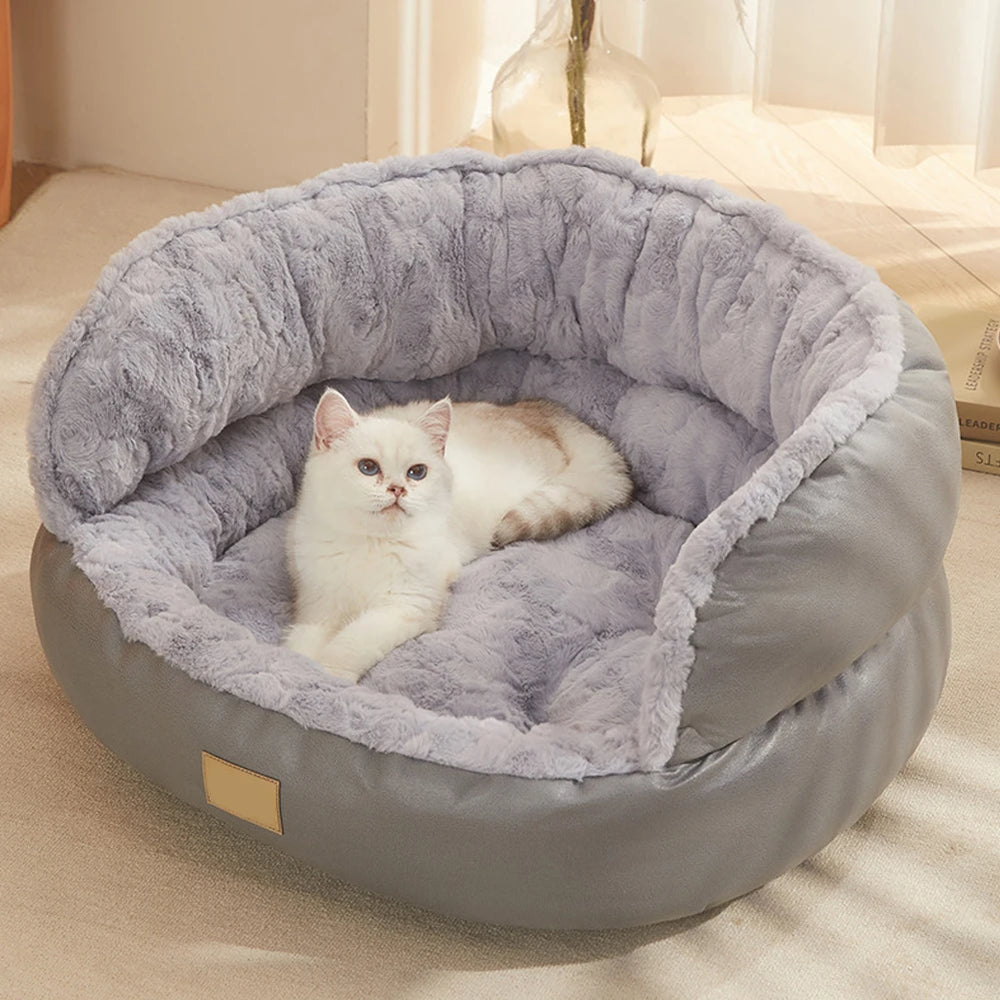 Round Calming Dog Bed UK | Plush Anti-Anxiety Pet Sofa Cushion (M–L)