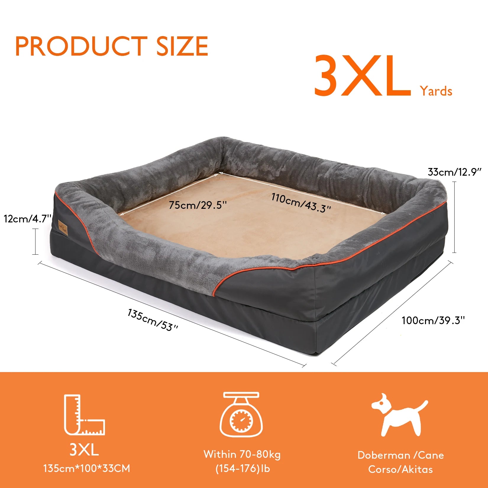 Orthopedic Dog Bed for Large Dogs | Memory Foam & Washable Cover