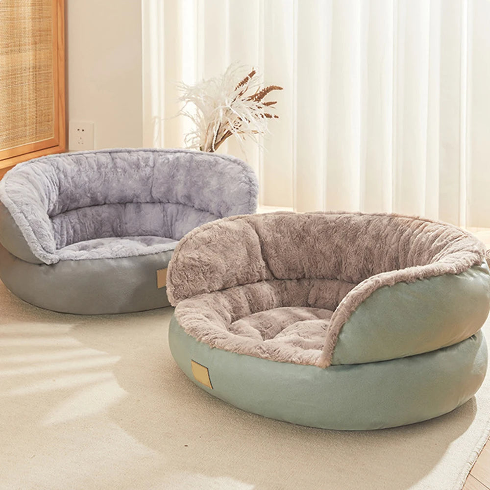 Round Calming Dog Bed UK | Plush Anti-Anxiety Pet Sofa Cushion (M–L)