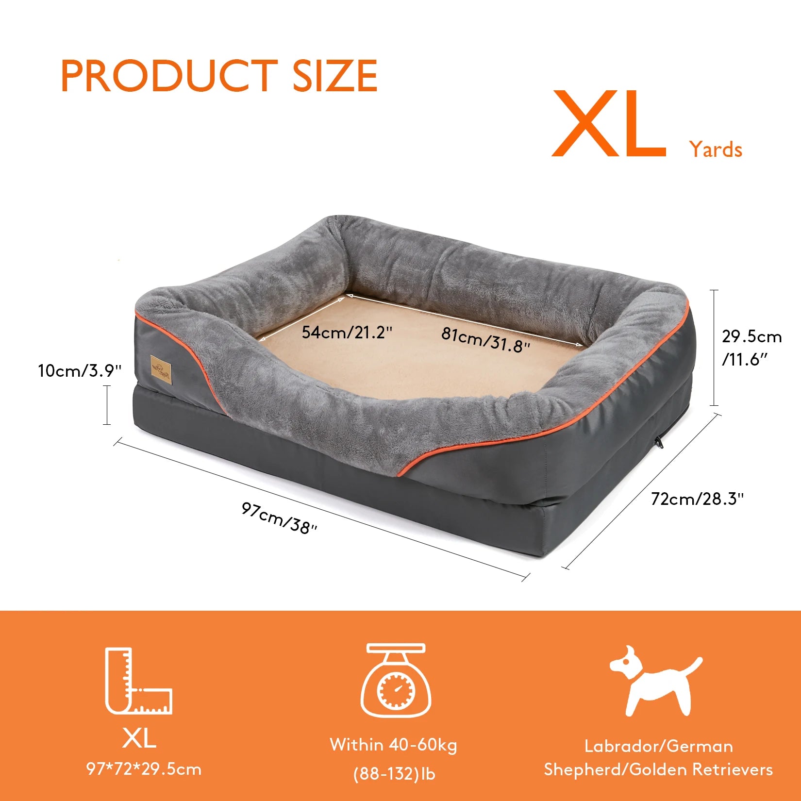Orthopedic Dog Bed for Large Dogs | Memory Foam & Washable Cover