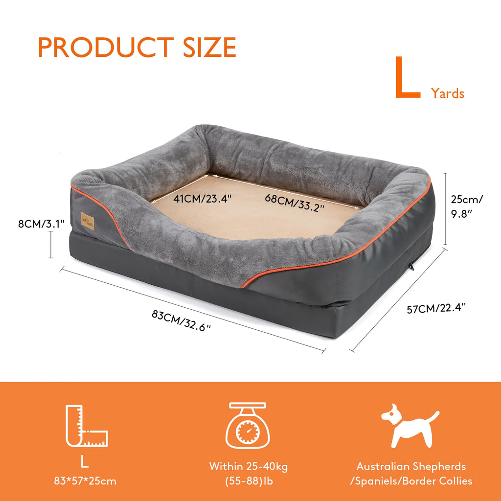 Orthopedic Dog Bed for Large Dogs | Memory Foam & Washable Cover