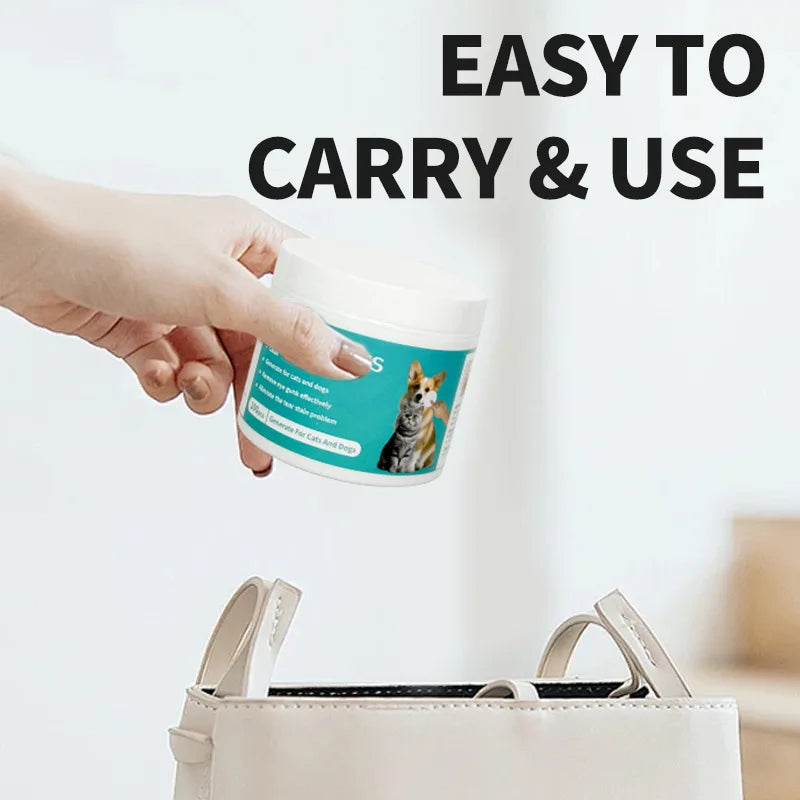 Pet Eye Wipes & Ear Cleaner Finger Wipes for Dogs & Cats