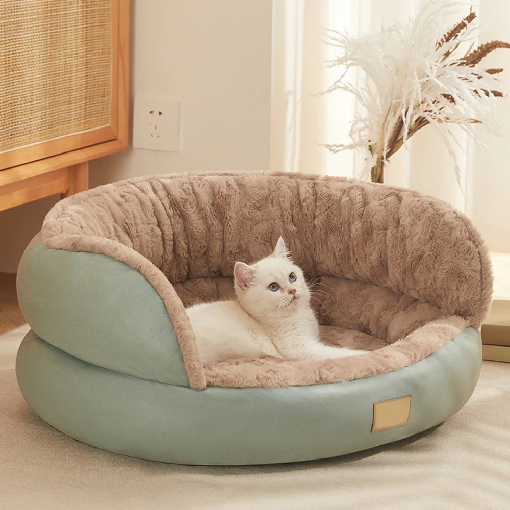 Round Calming Dog Bed UK | Plush Anti-Anxiety Pet Sofa Cushion (M–L)