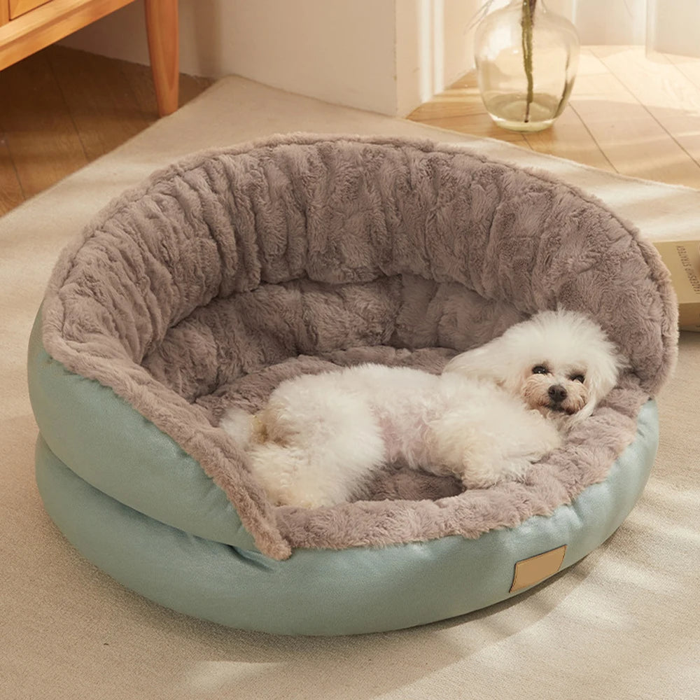 Round Calming Dog Bed UK | Plush Anti-Anxiety Pet Sofa Cushion (M–L)