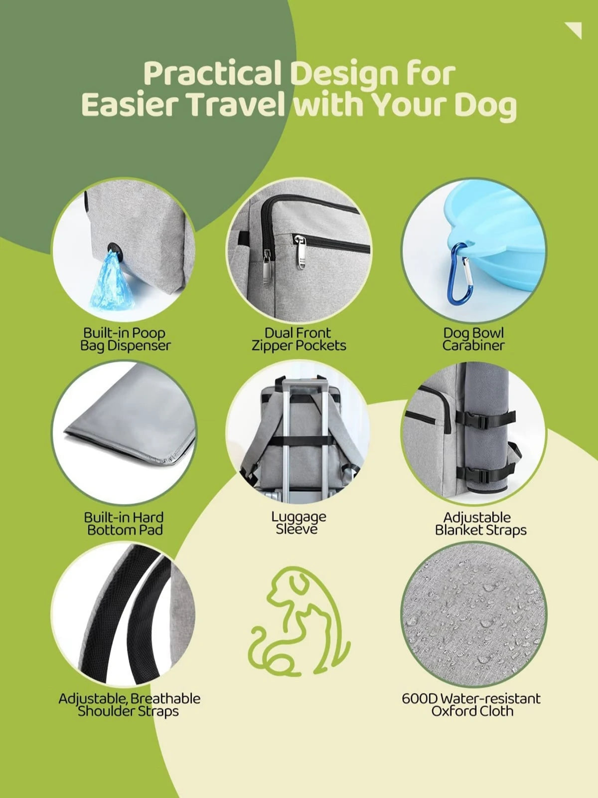 Dog Travel Organizer Set – 4-Piece Pet Food Storage & Feeding Kit